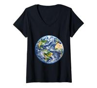 Women's Earth Day Planet Earth Graphic Save The Earth Nature V-Neck T-Shirt