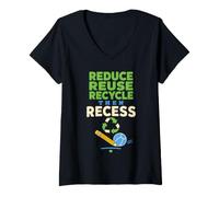 Women's Earth Day Reduce Reuse Recycle Teacher Gift V-Neck T-Shirt