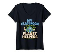 Women's Earth Day Reduce Reuse Recycle Teacher Gift V-Neck T-Shirt