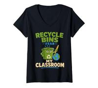 Women's Earth Day Reduce Reuse Recycle Teacher Gift V-Neck T-Shirt