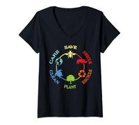 Women's Earth Day Save Bees Rescue Animals Recycle Plastic Retro V-Neck T-Shirt