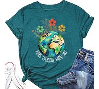Womens Earth Day Shirt Every Day Earth Day Shirts Funny Environmental Nature Graphic Tee Casual Short Sleeve Tops 2025 Women Tops T-Shirts Blue