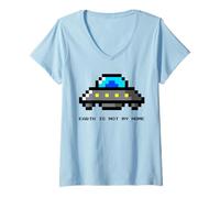 Womens Earth is Not My Home (Alien UFO Graphic) V-Neck T-Shirt