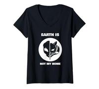 Womens Earth is Not My Home (Cat Alien Graphic) V-Neck T-Shirt