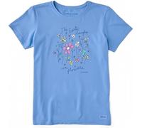 Women's Earth Laughs in Wildflowers Short Sleeve Crusher Tee, Cornflower Blue, S