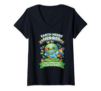 Women's Earth Needs Hero Be Kind to Our World Earth Day Kid V-Neck T-Shirt