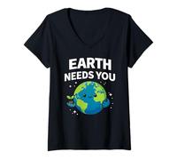 Women's Earth Needs You Earth Day V-Neck T-Shirt