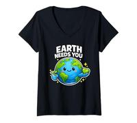 Women's Earth Needs You Earth Day V-Neck T-Shirt
