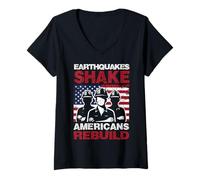 Womens Earthquakes Shake, Americans Rebuild V-Neck T-Shirt