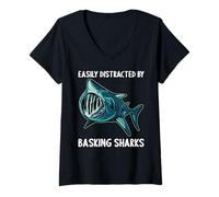 Womens Easily Distracted by Basking Sharks Basking Shark V-Neck T-Shirt