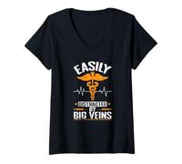 Women's Easily Distracted by Big Veins V-Neck T-Shirt