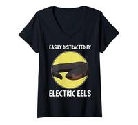 Womens Easily distracted by Electric Eels Electric Eel V-Neck T-Shirt