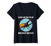 Womens Easily Distracted by Hercules Beetles Hercules Beetle V-Neck T-Shirt