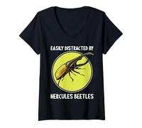 Womens Easily Distracted by Hercules Beetles. Hercules Beetle V-Neck T-Shirt