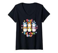 Womens Easily Distracted by Kawaii Kittens Cute Best Cat Mum Ever V-Neck T-Shirt