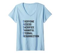 Women's Easter Acronym Everyone Access Sacrifice Thankful Eternal V-Neck T-Shirt