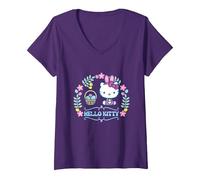 Women's Easter Bunny - Hello Kitty V-Neck T-Shirt, Purple, XX-Large