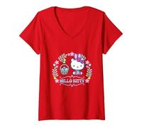Women's Easter Bunny - Hello Kitty V-Neck T-Shirt, Red, XX-Large
