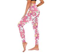 Women's Easter Bunny Leggings Cute Rabbit Eggs Floral Printed Yoga Pants High Waisted Workout Gym Sports Leggings Soft Tights Holiday Costume Outfit for Teen Girls (Pink, L)