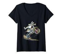 Women's Easter Bunny Riding Dirt Bike Motocross Wheelie Men Boy V-Neck T-Shirt
