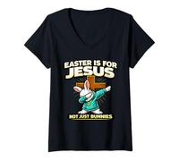 Women's Easter is for Jesus Not Just Bunnies Funny Christian Easter V-Neck T-Shirt