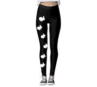 Women's Easter Print Leggings Easter Bunny Leggings for Women Cute Rabbit Eggs Floral Printed Yoga Pants High Waisted Workout Gym Leggings Stretch Tights Easter Party Costume Outfit for Teen Girls