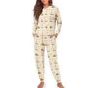 Women's Easter Pyjama Set with Rabbit Design - Two-Piece Sleepwear for the Holidays | Cozy House Suit with Easter Egg Print, XXL