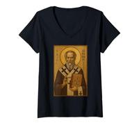 Womens Eastern Orthodox Icon of Saint Athanasius of Alexandria V-Neck T-Shirt