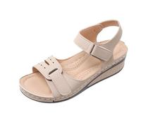 Womens Easy Fasten Sandal with Adjustable Soft Straps Comfort Orthopedic Wedge Sandals for Women Summer Anti-slip Platform Beach Shoes