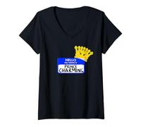 Womens Easy Halloween Costume My Name is Prince Charming Crown V-Neck T-Shirt