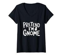 Womens Easy Pretend I'm Gnome Costume Men Last Minute Halloween V-Neck T-Shirt