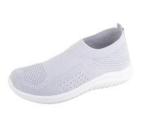 Womens Easy Slip On Lightweight Elasticated Sport Running Leisure Pump Trainers Shoes - Grey - UK 5 / EU 38