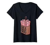 Womens Eat A Bag Of Dicks Funny Dicks Bag V-Neck T-Shirt