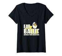 Womens Eat Balut Impress Your Ancestors Balut Egg Lover Pinoy Pride V-Neck T-Shirt