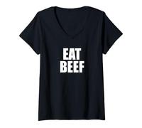 Women's Eat Beef Carnivore Meat Based Diet Steak Bacon Eggs V-Neck T-Shirt
