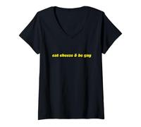 Women's eat Cheese & be Gay V-Neck T-Shirt