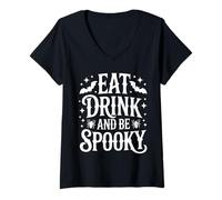 Womens Eat Drink and Be Spooky Halloween Costume V-Neck T-Shirt