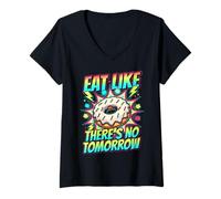 Women's Eat Like There's No Tomorrow Donut V-Neck T-Shirt
