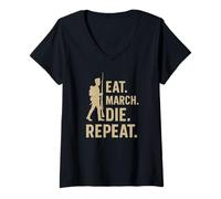 Womens Eat March Die Repeat - Civil War Soldier Reenactor V-Neck T-Shirt