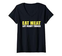 Women's Eat Meat Lift Heavy Things, Carnivore Diet Meat Lovers V-Neck T-Shirt