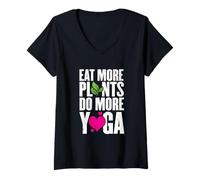 Women's Eat More Plants Do More Yoga Vegan Workout V-Neck T-Shirt