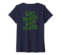 Womens Eat Pasta Run Fasta Spaghetti Lovers Funny Pasta Quote V-Neck T-Shirt