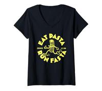Womens Eat Pasta To Run Fasta V-Neck T-Shirt
