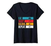 Women's Eat Sleep Balboa Repeat for Swing Dancers in Social Dance V-Neck T-Shirt