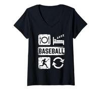 Womens Eat Sleep Baseball Repeat Funny Baseball Men Women Kids Boys V-Neck T-Shirt