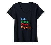 Women's Eat Sleep Choir Repeat for Choir Singers, Students & Lovers V-Neck T-Shirt