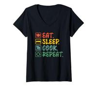 Women's Eat Sleep Cook Repeat V-Neck T-Shirt