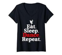 Womens Eat Sleep Dance Repeat Rhythm Life for Movers V-Neck T-Shirt