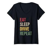 Women's Eat Sleep Drive Repeat V-Neck T-Shirt