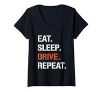 Womens Eat. Sleep. Drive. Repeat. V-Neck T-Shirt